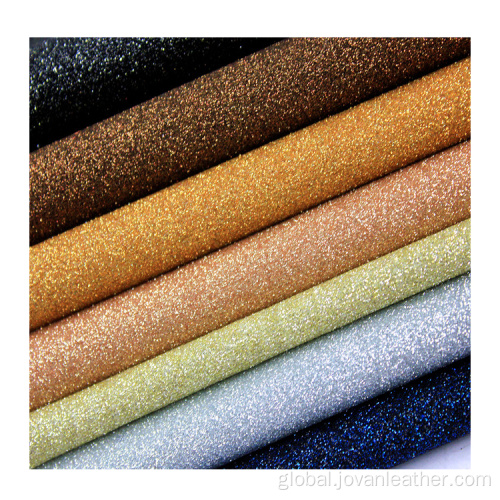 PU Glitter Leather Waterproof Nonwoven Faux PU glitter Leather for shoes Factory